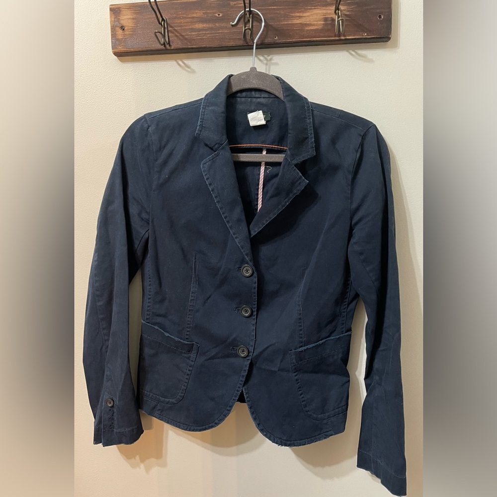 J. Crew Navy Blue Cotton Twill Blazer